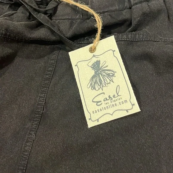 Easel Black Mineral Wash Tie Pants - Picture 6 of 9